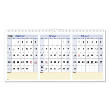 AT-A-GLANCE® Quicknotes Three-month Wall Calendar In Horizontal Format, 24 X 12, White Sheets, 15-month (dec To Feb): 2021 To 2023 freeshipping - TVN Wholesale